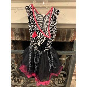 Girl Halloween costume, zebra tutu with hoodie, size medium 8-10 girls (V)